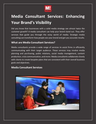 Media Consultant Services Enhancing Your Brand’s Visibility