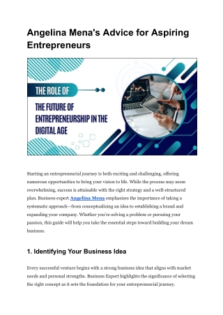 Angelina Mena’s Key Strategies for Aspiring Entrepreneurs