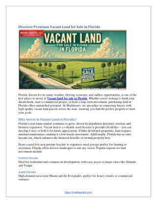 Discover Premium Vacant Land for Sale in Florida