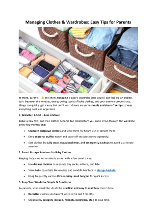 Managing Clothes & Wardrobes Easy Tips for Parents