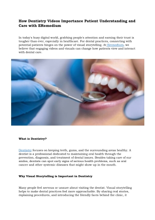 Exploring the Importance of Dentistry Videos | ERemedium