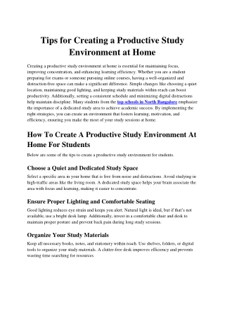Tips for Creating a Productive Study Environment at Home