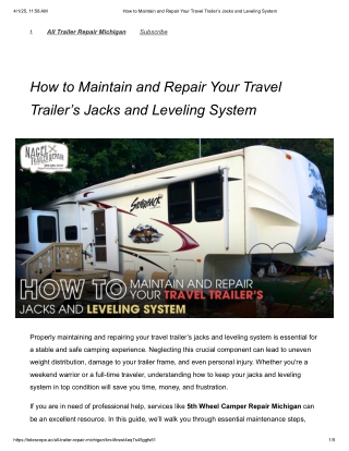 Keep your trailer steady with 5th Wheel Camper Repair Michigan