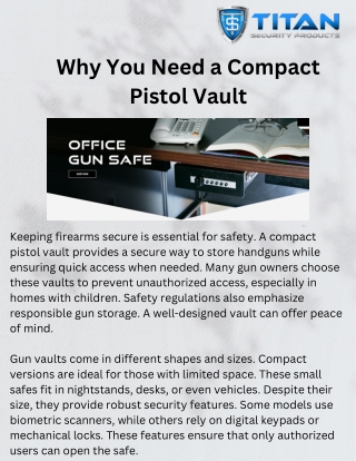 Secure Your Firearm with a Compact Pistol Vault – Reliable & Durable Storage