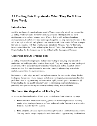 ai trading bots explained what they do how they