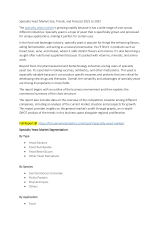 Natural Fermentation: Specialty Yeast Market Trends & Opportunities
