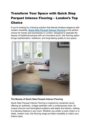 transform your space with quick step parquet