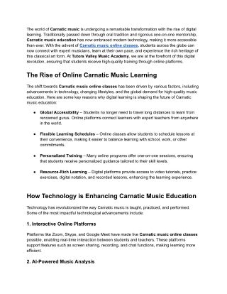 The Future of Carnatic Music Education in the Digital Age