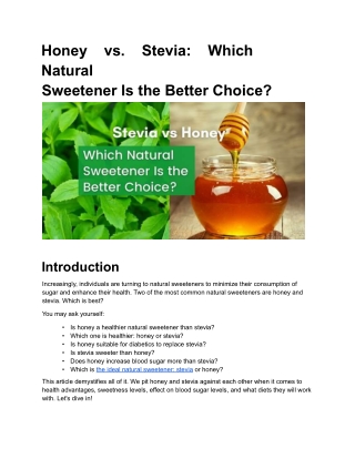 HONEY VS STEVIA