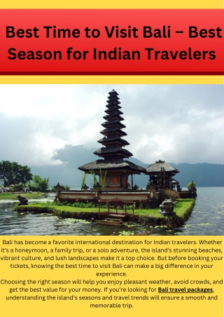 Best Time to Visit Bali – Best Season for Indian Travelers