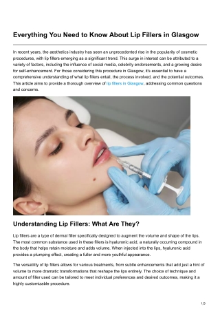 Everything You Need to Know About Lip Fillers in Glasgow