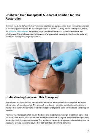Unshaven Hair Transplant A Discreet Solution for Hair Restoration