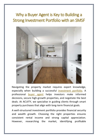 Why a Buyer Agent is Key to Building a Strong Investment Portfolio with an SMSF