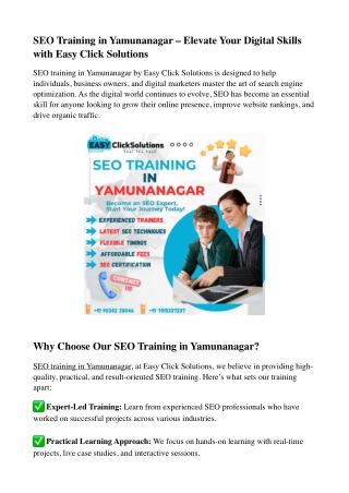 seo training in yamunanagar elevate your digital