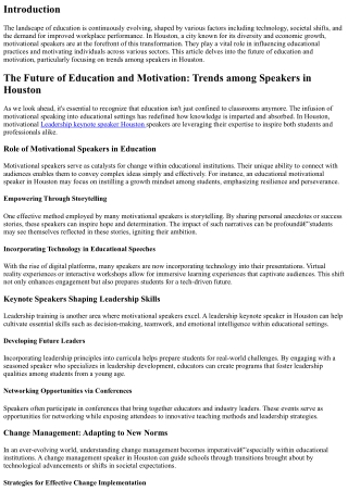 The Future of Education and Motivation: Trends among Speakers in Houston