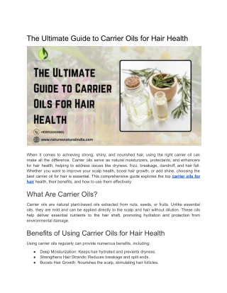 The Ultimate Guide to Carrier Oils for Hair Health