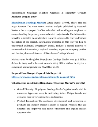 Biopolymer Coatings Market