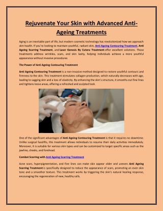 Rejuvenate Your Skin with Advanced Anti