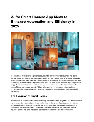 AI for Smart Homes: App Ideas to Enhance Automation and Efficiency in 2025