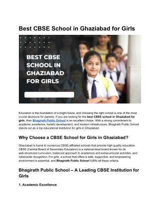 Best CBSE School in Ghaziabad for Girls