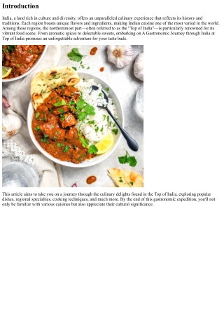 A Gastronomic Journey through India at Top of India