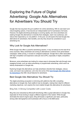 Google Ads Alternatives for Advertisers