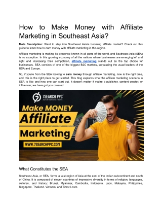 How to Make Money with Affiliate Marketing in Southeast Asia?