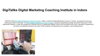 DigiTallks Digital Marketing Coaching Institute in Indore (1)