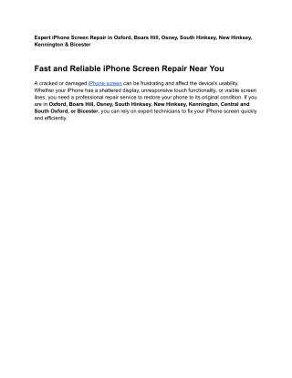 Expert iPhone Screen Repair in Oxford, Boars Hill, Osney, South Hinksey, New Hinksey, Kennington & Bicester