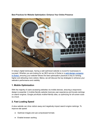 best practices for website optimization enhance