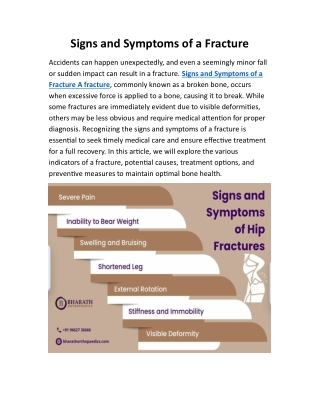 Signs and Symptoms of a Fracture