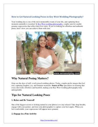 How to Get Natural Looking Poses in Key West Wedding Photography