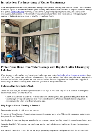 Protect Your Home from Water Damage with Regular Gutter Cleaning by Lakeland