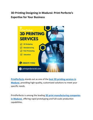 3D Printing Designing in Madurai