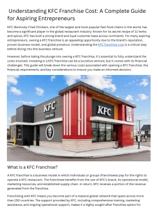 understanding kfc franchise cost a complete guide