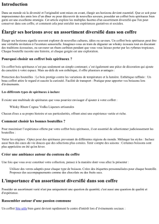 “Élargir ses horizons avec un assortiment diversifié dans son coffre”