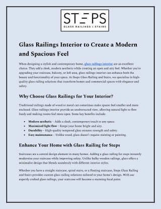 Glass Railings Interior to Create a Modern and Spacious Feel