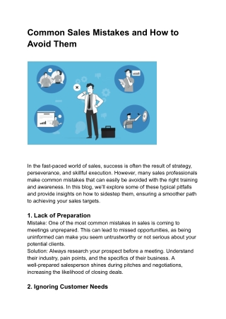 Common Sales Mistakes and How to Avoid Them