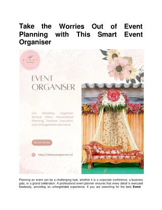 Take the Worries Out of Event Planning with This Smart Event Organiser