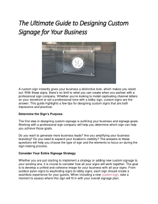 The Ultimate Guide to Designing Custom Signage for Your Business