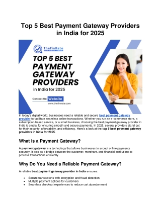 top 5 best payment gateway providers in india