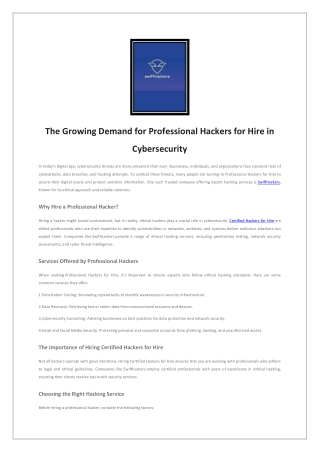 Professional hackers for hire