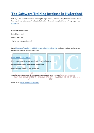 Top Software Training Institute in Hyderabad