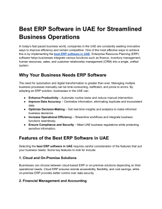Best ERP Software in UAE for Streamlined Business Operations