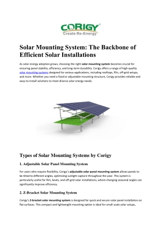 High-Quality Solar Mounting Systems in USA