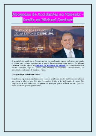 Abogados de Accidentes en Phoenix – Confíe en Michael Cordova