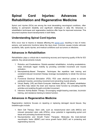 Spinal Cord Injuries_ Advances in Rehabilitation and Regenerative Medicine