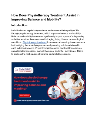 How Does Physiotherapy Treatment Assist in Improving Balance and Mobility_