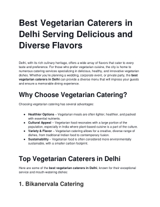 Best Vegetarian Caterers in Delhi_ Serving Delicious and Diverse Flavors