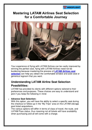 Mastering LATAM Airlines Seat Selection for a Comfortable Journey